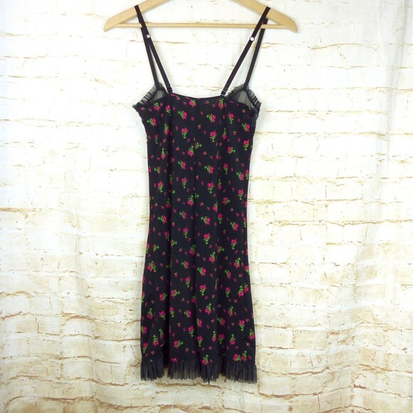 VTG Victorias Secret Slip Dress S Black Roses Ruffles Sexy Little Thing Y2K 90s - Picture 11 of 14